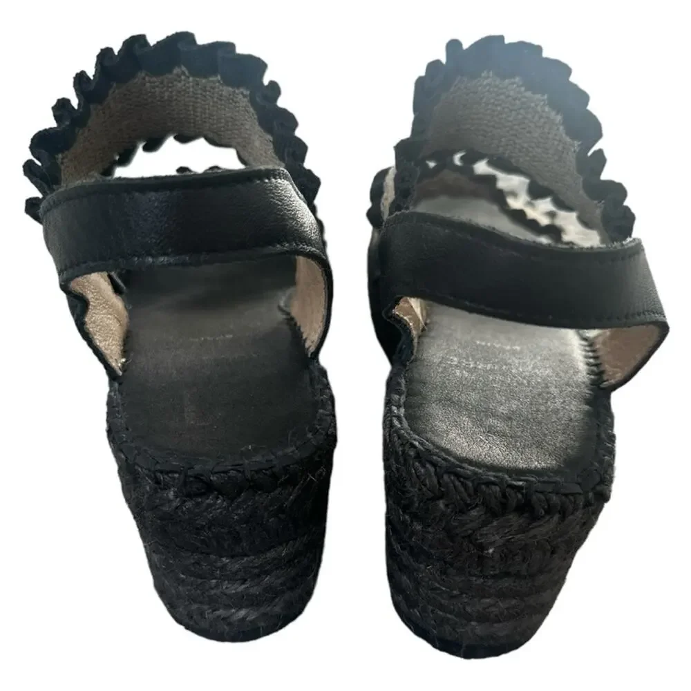 Juncal Aguirre - Mica Black Platform Espadrille Sandals Wedges